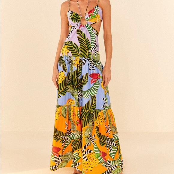 FARM Rio Dresses & Skirts - FARM Rio Mixed Striped Bananas Maxi Dress